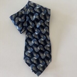 Fumagalli for Neiman Marcus Blue Pattern 100% Silk Neck Tie